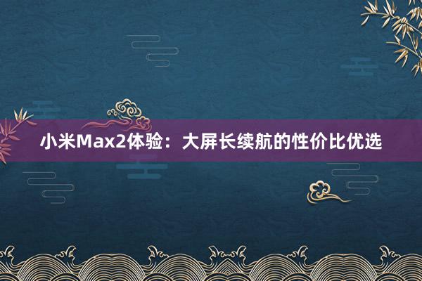 小米Max2体验：大屏长续航的性价比优选